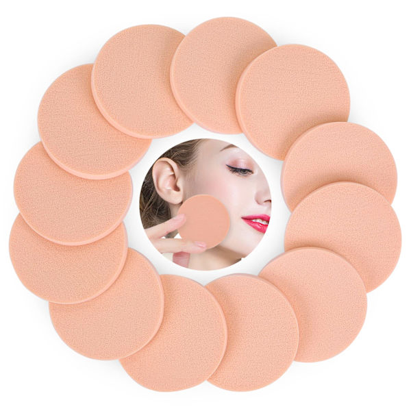 12-pack rund svamp för puderapplicering, ansiktsmakeup