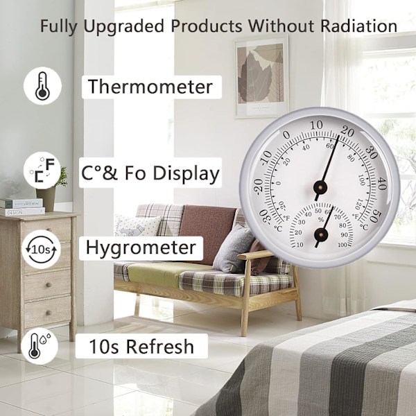 1 stk Hygrometer Termometer, Indendørs og Udendørs Thermo