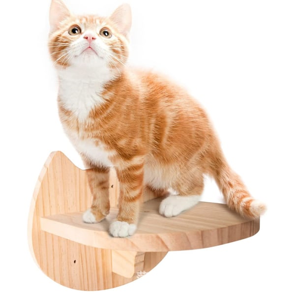 Wood Cat Hängmatta Väggmonterad kattsäng Väggklätterplattform Cat