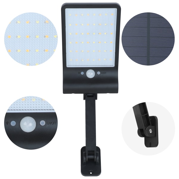 Solcellelampe 48 LED'er Solcelle Spotlight Udendørs Bevægelsessensor Sol