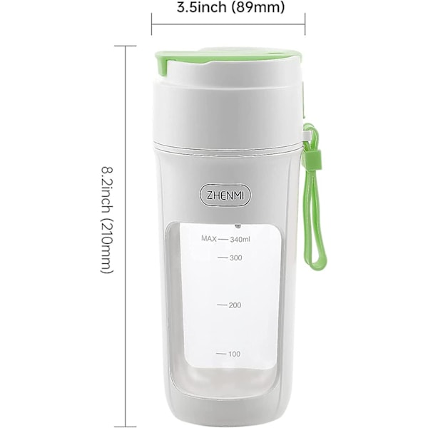 USB-laddningsbar bärbar juicermixer för shakes och smoothies fruktmixer lökhackare rostfri hackare 340 ml 55 W (grön)