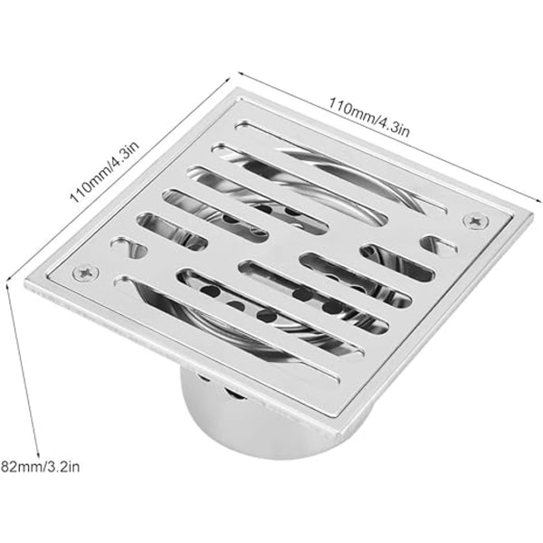Rustfrit Stål Kvadratisk Bruserafløb Anti-Lugt Gulvafløb