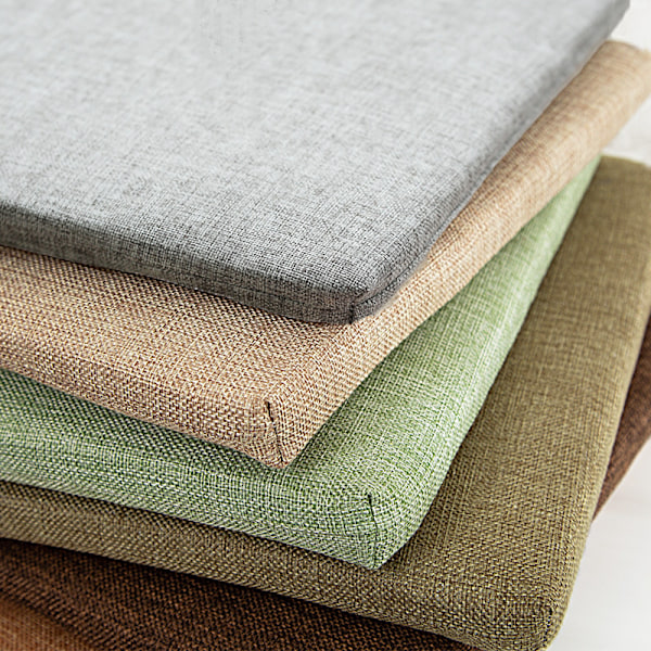 1 x Beige Linned Bomuld Sommer Stolhynde - 40 x 40 x 4 cm - Ensfarvet Linned Look - Plet- og Vandafvisende - Med