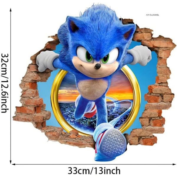 Sonic Wall Decals Sticker, Barnens tecknade sovrumsbakgrund Wal