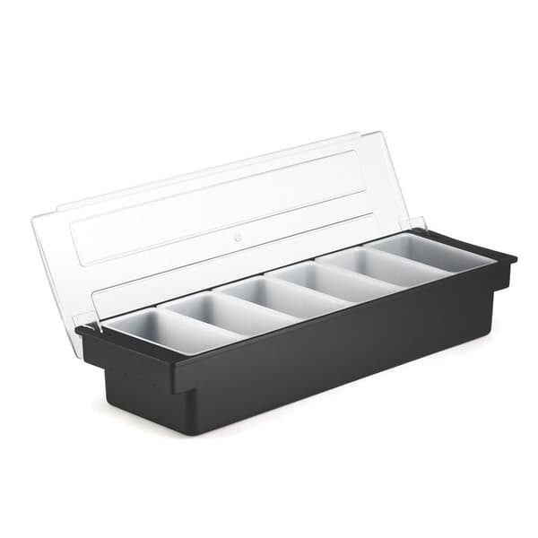 6-kammer Plast Krydderi Dispenser Sort