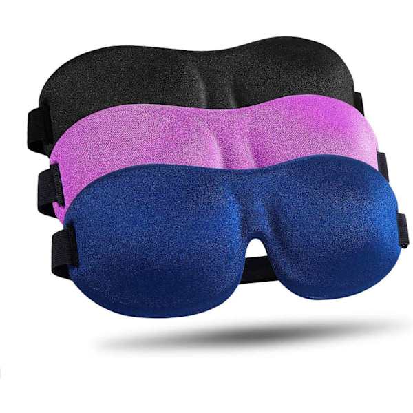 Sömnglasögon för Sidosovare 3-pack, 100% Mörkläggning 3D Ögonmask för Sömn, Natthuvudbonad för Män Kvinnor