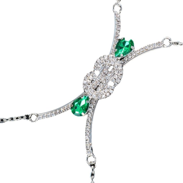 1 stk (sølv) Emerald Pectoral Rhinestone sexede kropskæder til kvinder