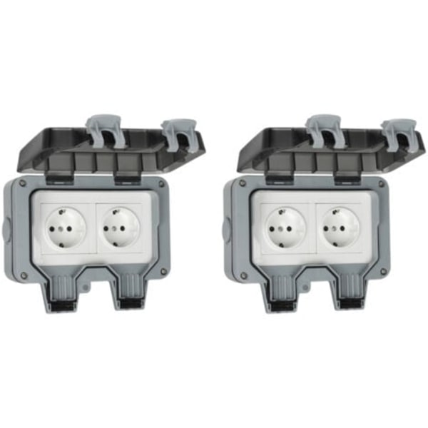 2 Pack Waterproof Socket Double Outdoor Electrical Socket IP66 Wa