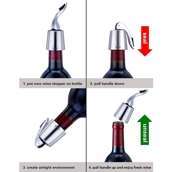 Vinpropper for åpnede vinflasker, vin i rustfritt stål