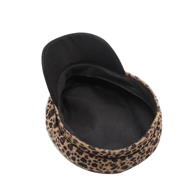 Dam Beret med Spikar Vinter Ivy Flat Hatt Leopard Beret