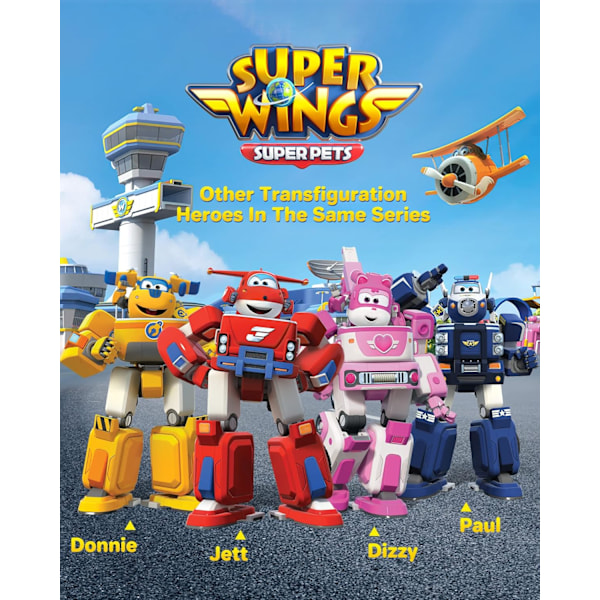 7\" Pauls Polisbil med 2\" Transform-a-Bot Paul Minifigur, Transformerande Flygplan Leksaksfordonsset, Rolig Pres