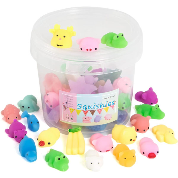 64-pack Fidget Toys, Sensoriska Leksaker för Barnkalas, Mjuka Mochi Squishy Leksaker för Stressavlastning