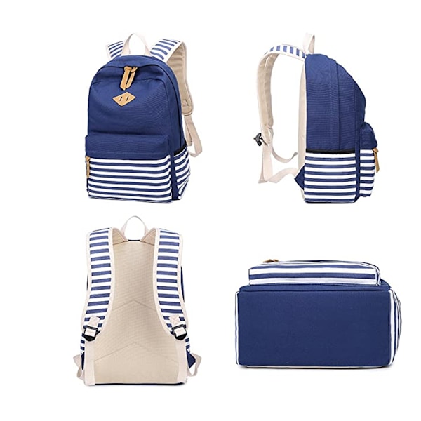 Canvas Stripe Ryggsäck Söt Tonårsryggsäck För Flickor Skola