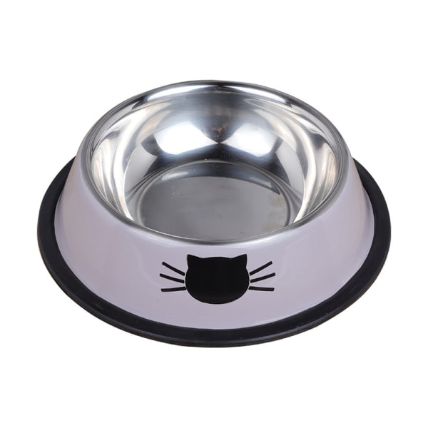 Stainless Steel Pet Bowl Non-Slip Base Dog Bowl Cat Bowl (Gray)