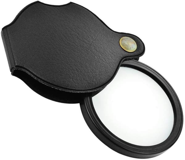 1 Styck Svart 10x Mini Fickförstoringsglas, Vikbart Fickformat