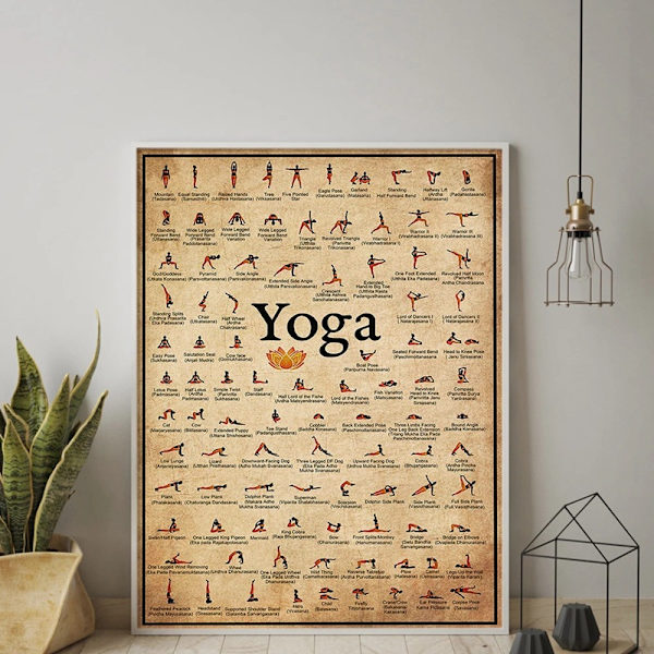 1 kpl 40X50cm joogan asana -juliste, kuvitettu, joogastudio