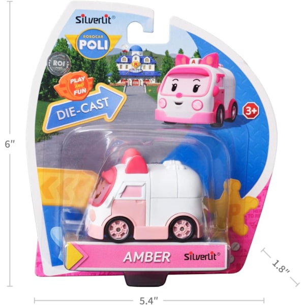 Robocar Poli, Amber DIE-CAST Metal Leikkiautot, Ambulanssilelut, Taaperon Piirretty Hätäajoneuvojen Leikkiseti, Pelastusajoneuvot