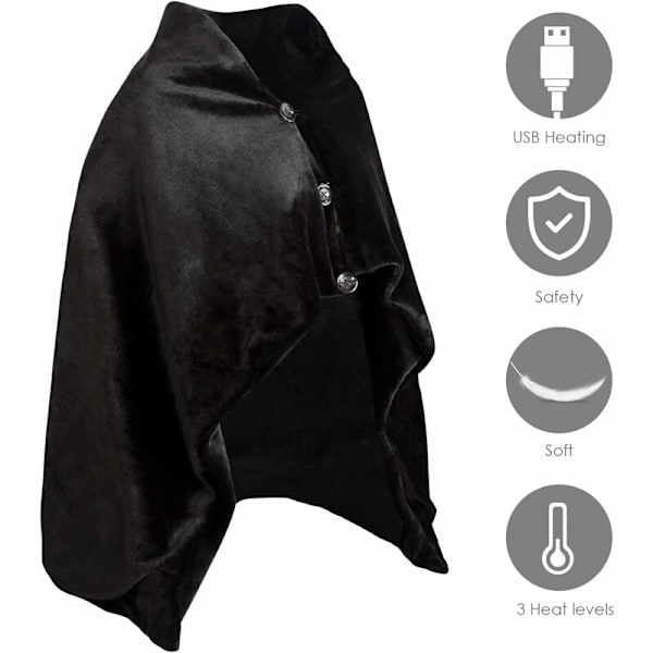 Elektrisk oppvarmet teppe, USB-oppvarmet sjal, elektrisk oppvarmet poncho