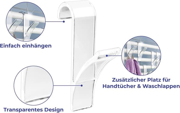 Håndklevarmeradiator krok, sett med 6 transparente radiator kroker,