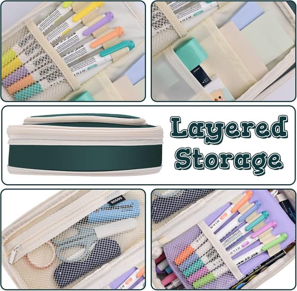 Grön Pennfodral Stor Kapacitet Kawaii Pennfodral 5
