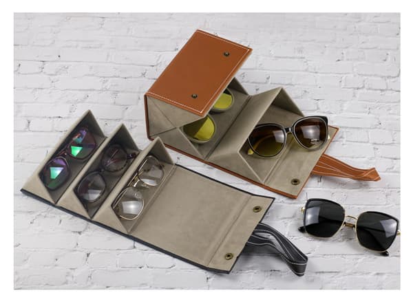 Solbrilleorganisator for reise med 5 plasser, etui for flere par briller
