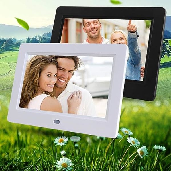 7\" Digital Fotoram (Vit), Elektronisk Fotoalbum, USB-videospelare, Multifunktionell Digital Fotoram, Porta