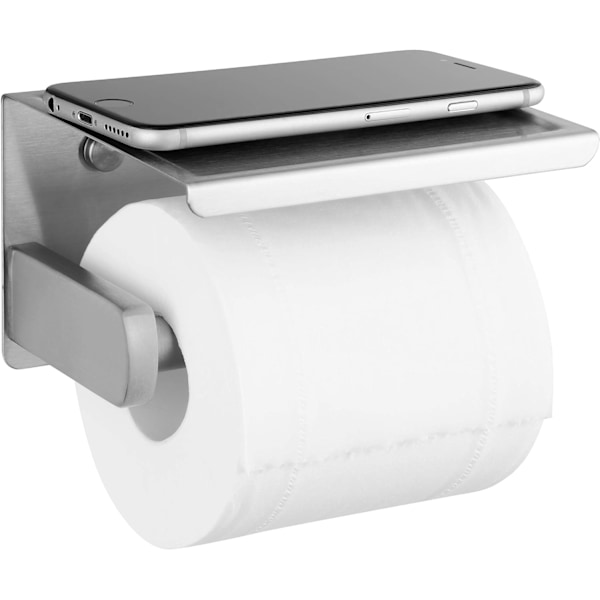 Harjattu nikkeli WC-paperiteline, itseliimautuva WC-paperiteline hyllyllä, seinäkiinnitys ilman porausta