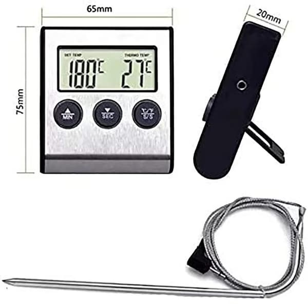 1 stk. Magnetisk Digitalt Kødmåler med Timer, Batteri