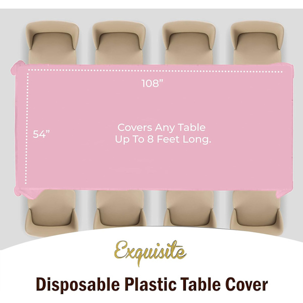12-pack Premium Plastduk 54 tum x 72 tum Rektangulär Bordsskydd - Rosa