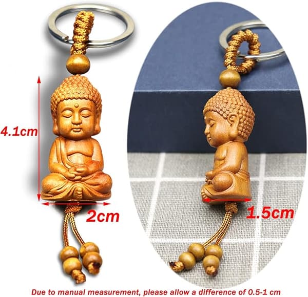 2 kpl Puinen Buddha-Avaimenperä Buddhalaisuus Avaimenperä Mini Onnentoivotus