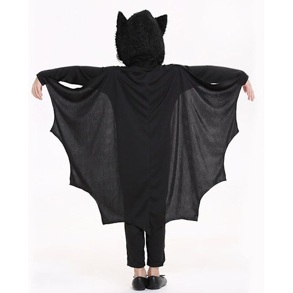 Barnedrakt for Halloween - Flaggermuskostyme for gutter og jenter, hettegenser med vinger for Halloween-triks eller godteri, passer