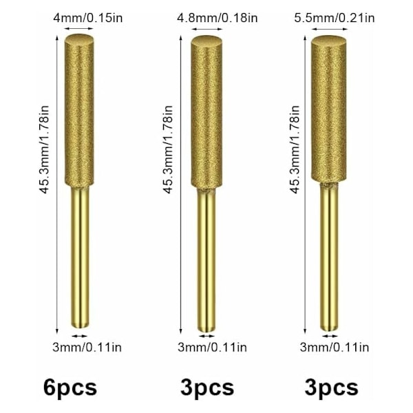 Slibning af kædesavskæde 12 Piezas Kædesavskæde Fil Varer Længere Assorteret Størrelse 5/32\" 3/16\" 7/32\" til Slibning af kædesavsklinger Hurtigt og Nemt