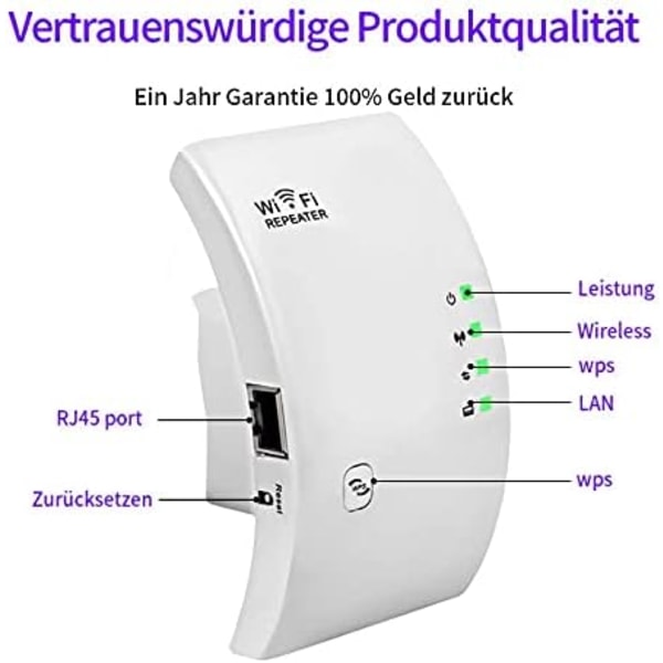 WiFi Repeater WiFi Booster 300Mbps Trådløs Udvidelse Netværkssignal