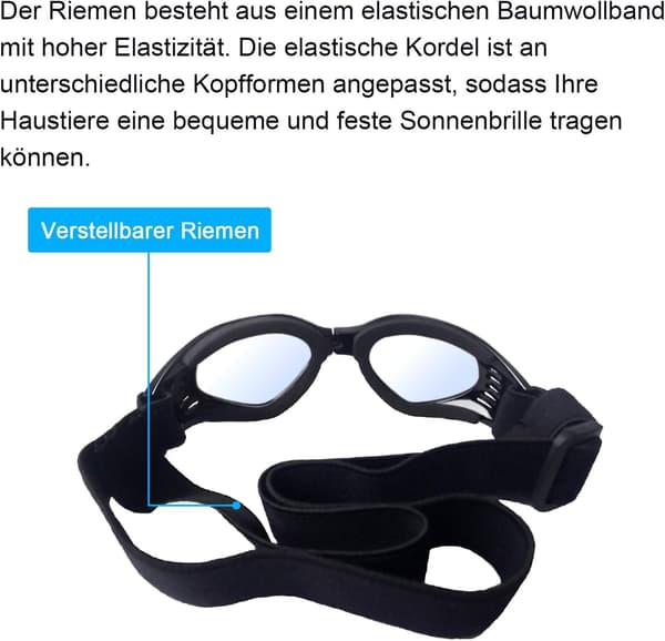 Hunde Solbriller Justerbar Solbrille Stropp UV Beskyttelse