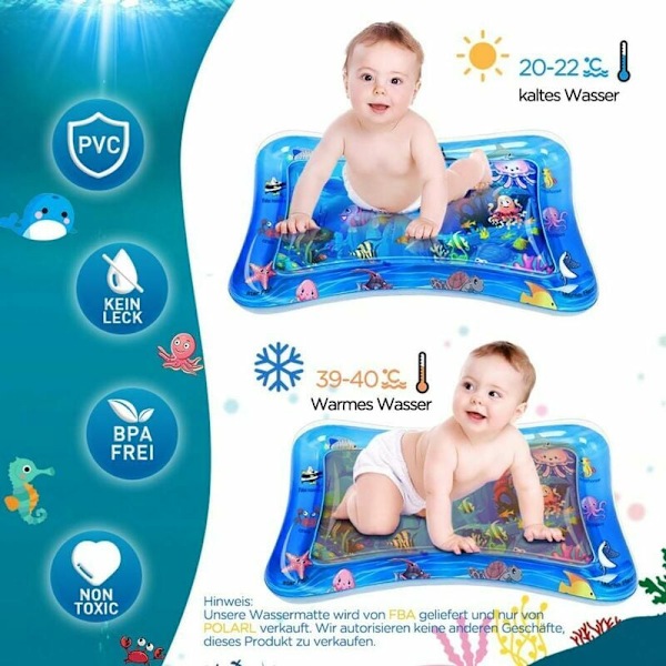 Baby Vattenmatta, BPA-fri Vattenlekmatta, Babyspel 3 6 9 Månader, I