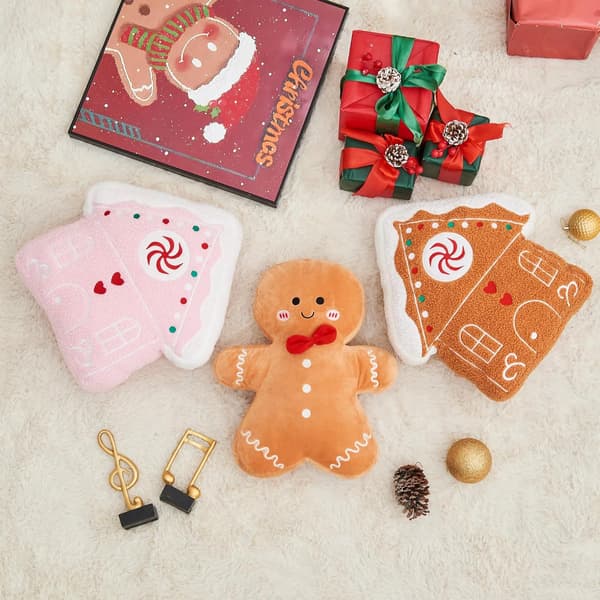 Pepperkakepute til jul, juleputer, søte pepperkakeformede puter, dekorativ julepute til sofa, stue, seng (15,7'', Pepperkakemann)