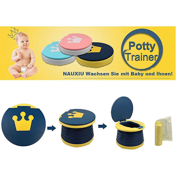 Taitettava lasten wc-istuime, matkaviessa potta 24 * 5 cm sininen