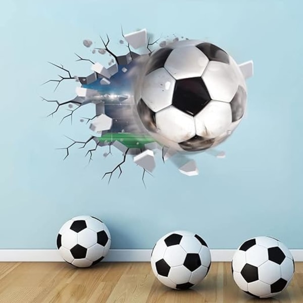 1 stk. 3D fodbold vægklistermærker, drenges soveværelse fodbold klistermærker