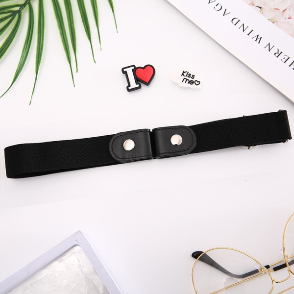 1 st Elastic Midjeband Utan Spänne Bälte för Kvinnor Män Spänne Nej