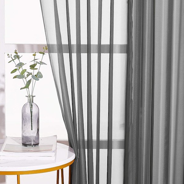 Gardiner - Elegante Mørkegrå Bløde Nikkel-Øjebøjle Vinduepaneler Gardiner til Stue/Spisestue/Soveværelse (54\" Bred)