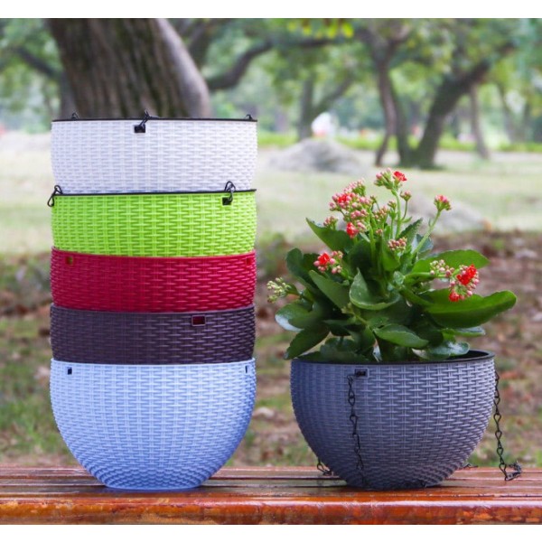 2pcs Plastic Flowerpot Pendant Self-irrigation Basket Plant Pot