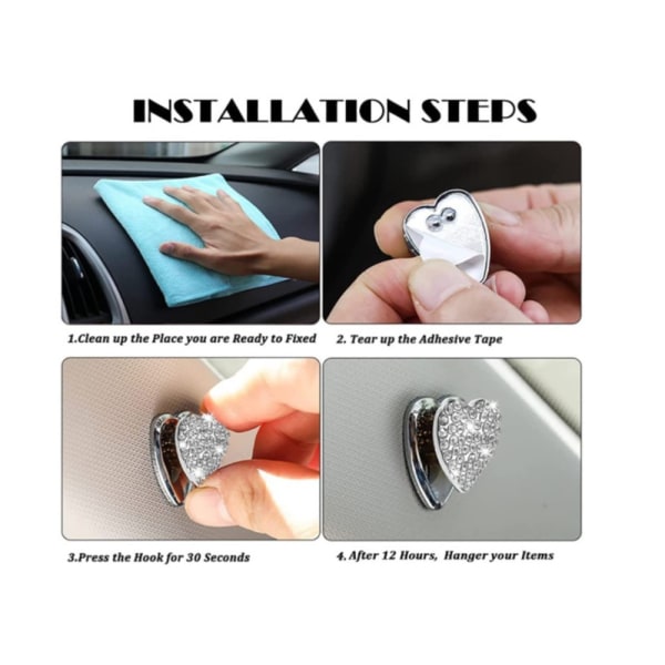 4-pakks Mini Bling Bilkroker for Maskeholder, Glitrende Bil