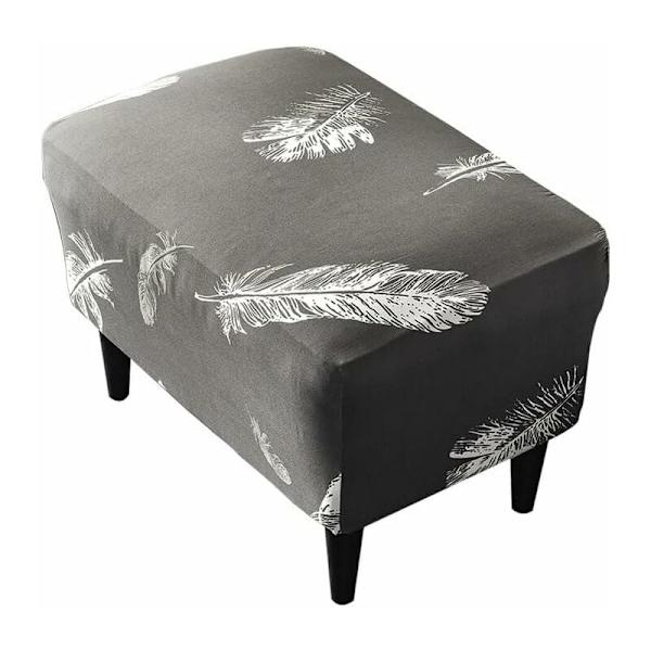 1PC(Hvid fjer) Ottoman Cover Rektangulær Stretch Ottoman Cove