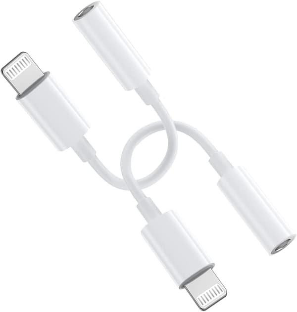 【 2 pakker 】 Lightning+jack adapter 3.5mm MFi-sertifisert hodetelefon