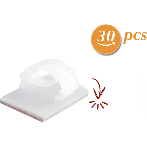 30-pack - Justerbara självhäftande kabelklämmor för fiberoptisk kabel