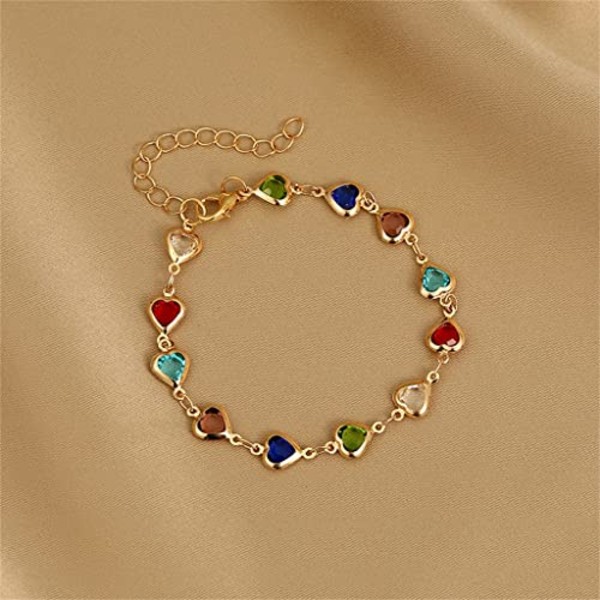 Heart colored gem bracelet