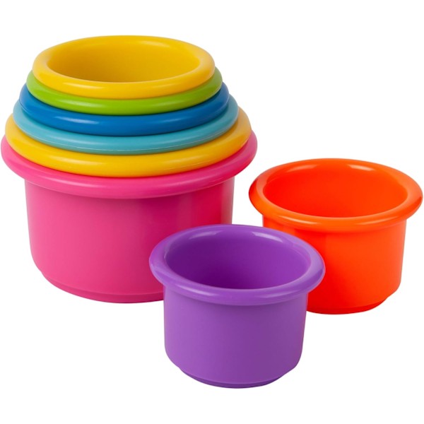 Stapelkoppar - Färgglada Baby Stapelbara Vattenleksaker Set - Stapelbara Koppar för Lärande - Baby Badleksaker - Småbarns Vatten