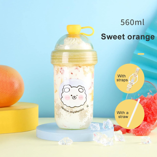 Boba Tea-kopp, 560ML Gjenbrukbare Drikk Kopper med Lopp og Sugerør,