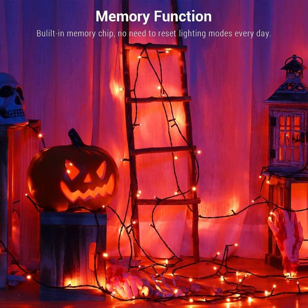 Høstdekorasjonslys, 20M 200 LED Orange Halloween