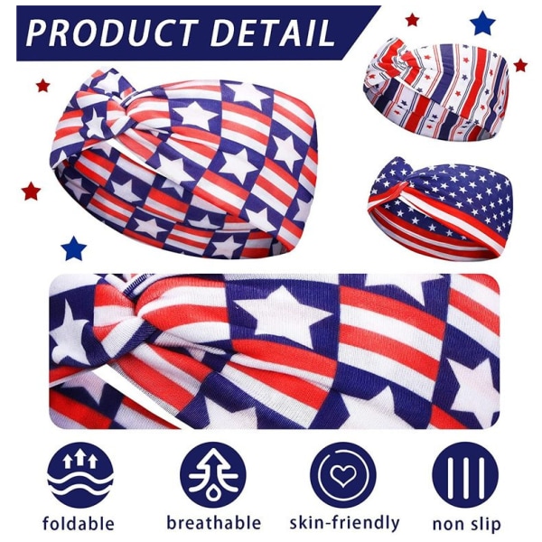 1 stk. Amerikansk Flag Independence Day Stjerne Vintage Knude Sved
